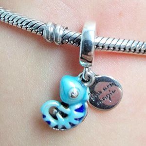 Charm for Pandora Bracelet, Chameleon changes colors Silver 925